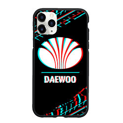 Чехол iPhone 11 Pro матовый Значок Daewoo в стиле glitch на темном фоне, цвет: 3D-черный