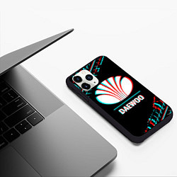 Чехол iPhone 11 Pro матовый Значок Daewoo в стиле glitch на темном фоне, цвет: 3D-черный — фото 2