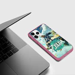 Чехол iPhone 11 Pro матовый The Legend of Zelda: Tears of the Kingdom Линк, цвет: 3D-малиновый — фото 2