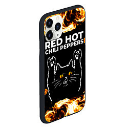 Чехол iPhone 11 Pro матовый Red Hot Chili Peppers рок кот и огонь, цвет: 3D-черный — фото 2