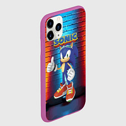 Чехол iPhone 11 Pro матовый Sonic - Hedgehog - Video game - жест, цвет: 3D-фиолетовый — фото 2