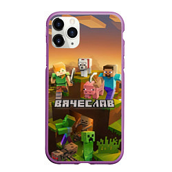 Чехол iPhone 11 Pro матовый Вячеслав Minecraft, цвет: 3D-фиолетовый