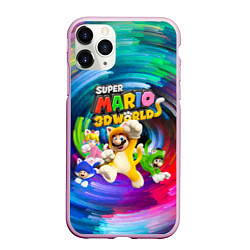 Чехол iPhone 11 Pro матовый Super Mario 3D World - Nintendo - Team of heroes, цвет: 3D-розовый