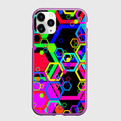 Чехол iPhone 11 Pro матовый Разноцветная геометрическая текстура, цвет: 3D-фиолетовый