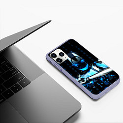 Чехол iPhone 11 Pro матовый Киборг с бинарным кодом, цвет: 3D-светло-сиреневый — фото 2