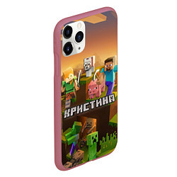 Чехол iPhone 11 Pro матовый Кристина Minecraft, цвет: 3D-малиновый — фото 2