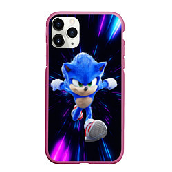 Чехол iPhone 11 Pro матовый Sonic running, цвет: 3D-малиновый