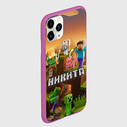 Чехол iPhone 11 Pro матовый Никита Minecraft, цвет: 3D-фиолетовый — фото 2