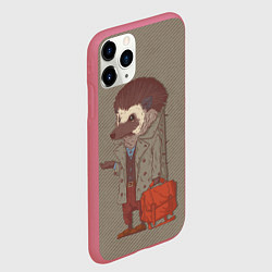 Чехол iPhone 11 Pro матовый Умный Ёж, цвет: 3D-малиновый — фото 2