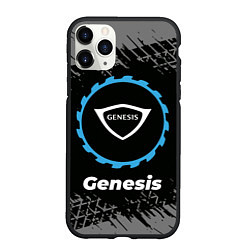 Чехол iPhone 11 Pro матовый Genesis в стиле Top Gear со следами шин на фоне, цвет: 3D-черный