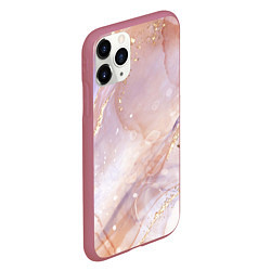 Чехол iPhone 11 Pro матовый Бежевый с золотом мрамор, цвет: 3D-малиновый — фото 2