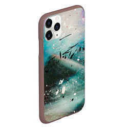Чехол iPhone 11 Pro матовый Абстрактный голубой туман, краски и блёстки, цвет: 3D-коричневый — фото 2