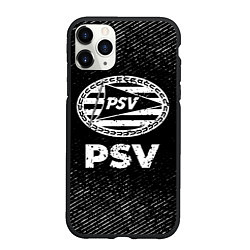 Чехол iPhone 11 Pro матовый PSV с потертостями на темном фоне, цвет: 3D-черный