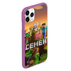Чехол iPhone 11 Pro матовый Семен Minecraft, цвет: 3D-фиолетовый — фото 2