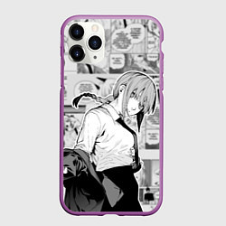 Чехол iPhone 11 Pro матовый Страницы манги - Макима - Человек бензопила, цвет: 3D-фиолетовый