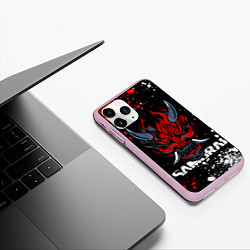 Чехол iPhone 11 Pro матовый Маска Они - Киберпанк 2077 - Samurai, цвет: 3D-розовый — фото 2