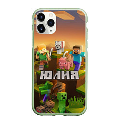 Чехол iPhone 11 Pro матовый Юлия Minecraft, цвет: 3D-салатовый