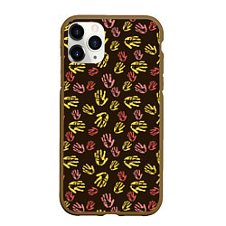 Чехол iPhone 11 Pro матовый Отпечатки рук разноцветные, цвет: 3D-коричневый