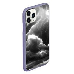 Чехол iPhone 11 Pro матовый Молнии в черных тучах, цвет: 3D-серый — фото 2