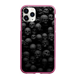 Чехол iPhone 11 Pro матовый Композиция из черепов - Dark, цвет: 3D-малиновый