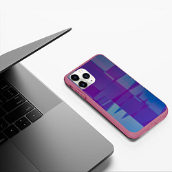 Чехол iPhone 11 Pro матовый Геометрические объёмные фиолетовые кубы, цвет: 3D-малиновый — фото 2