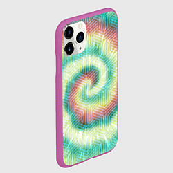Чехол iPhone 11 Pro матовый Зеленый с желтым тай дай, цвет: 3D-фиолетовый — фото 2