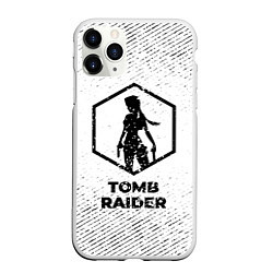 Чехол iPhone 11 Pro матовый Tomb Raider с потертостями на светлом фоне, цвет: 3D-белый