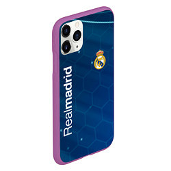 Чехол iPhone 11 Pro матовый Real madrid голубая абстракция, цвет: 3D-фиолетовый — фото 2