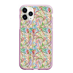 Чехол iPhone 11 Pro матовый Абстракция полевые цветы акварель, цвет: 3D-розовый