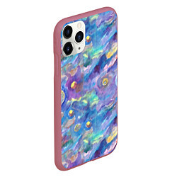 Чехол iPhone 11 Pro матовый Галактическая акварель, цвет: 3D-малиновый — фото 2