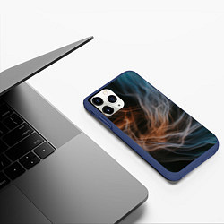 Чехол iPhone 11 Pro матовый Множество абстрактных линий во тьме, цвет: 3D-тёмно-синий — фото 2