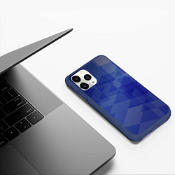 Чехол iPhone 11 Pro матовый Абстрактные синие прямоугольные фигуры, цвет: 3D-тёмно-синий — фото 2