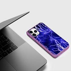 Чехол iPhone 11 Pro матовый Многочисленные молнии, цвет: 3D-фиолетовый — фото 2