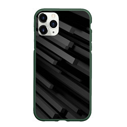 Чехол iPhone 11 Pro матовый Геометрические объёмные прямоугольники, цвет: 3D-темно-зеленый