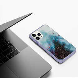 Чехол iPhone 11 Pro матовый Голубой абстрактны туман и краски, цвет: 3D-светло-сиреневый — фото 2