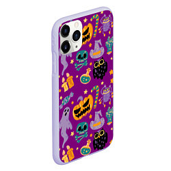 Чехол iPhone 11 Pro матовый Happy Halloween - holiday pattern, цвет: 3D-светло-сиреневый — фото 2