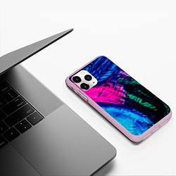 Чехол iPhone 11 Pro матовый Неоновые краски - абстракция, цвет: 3D-розовый — фото 2
