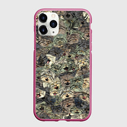 Чехол iPhone 11 Pro матовый Мануловый камуфляж, цвет: 3D-малиновый