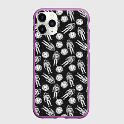 Чехол iPhone 11 Pro матовый Космонавт и планета, цвет: 3D-фиолетовый