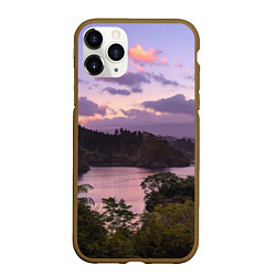 Чехол iPhone 11 Pro матовый Пейзаж вечерней реки и леса, цвет: 3D-коричневый