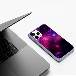 Чехол iPhone 11 Pro матовый Фиолетовые неоновые блики, цвет: 3D-светло-сиреневый — фото 2