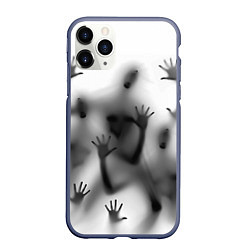 Чехол iPhone 11 Pro матовый Bodies inside behind a white wall, цвет: 3D-серый