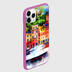 Чехол iPhone 11 Pro матовый Картина красочный город, цвет: 3D-фиолетовый — фото 2