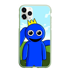 Чехол iPhone 11 Pro матовый Blue: Rainbow Friends, цвет: 3D-салатовый