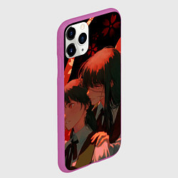 Чехол iPhone 11 Pro матовый Аса Митака и Демон войны - Человек бензопила, цвет: 3D-фиолетовый — фото 2