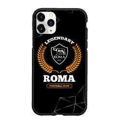 Чехол iPhone 11 Pro матовый Лого Roma и надпись legendary football club на тем, цвет: 3D-черный