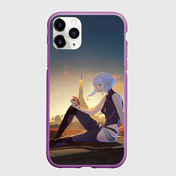 Чехол iPhone 11 Pro матовый Грустная Люси, цвет: 3D-фиолетовый