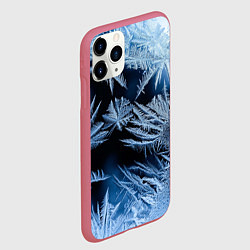 Чехол iPhone 11 Pro матовый Морозный узор на стекле, цвет: 3D-малиновый — фото 2