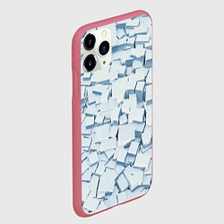 Чехол iPhone 11 Pro матовый Множество белых кубов в абстракции, цвет: 3D-малиновый — фото 2