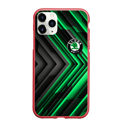 Чехол iPhone 11 Pro матовый Skoda строгий стиль, цвет: 3D-красный